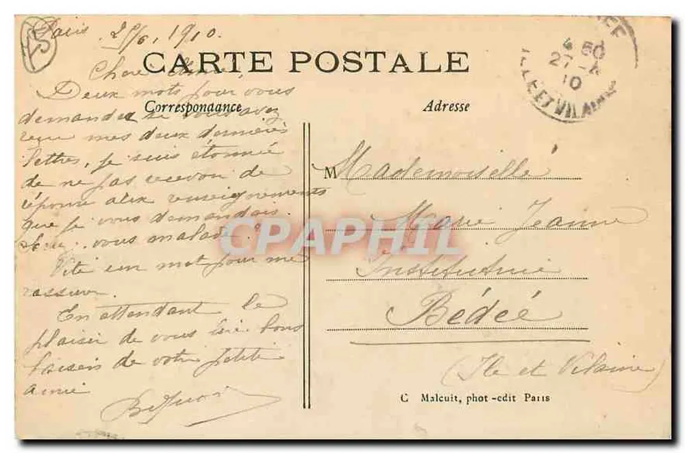 Paris — Vue Générale de la Place de l'Étoile — C.M. - Verso