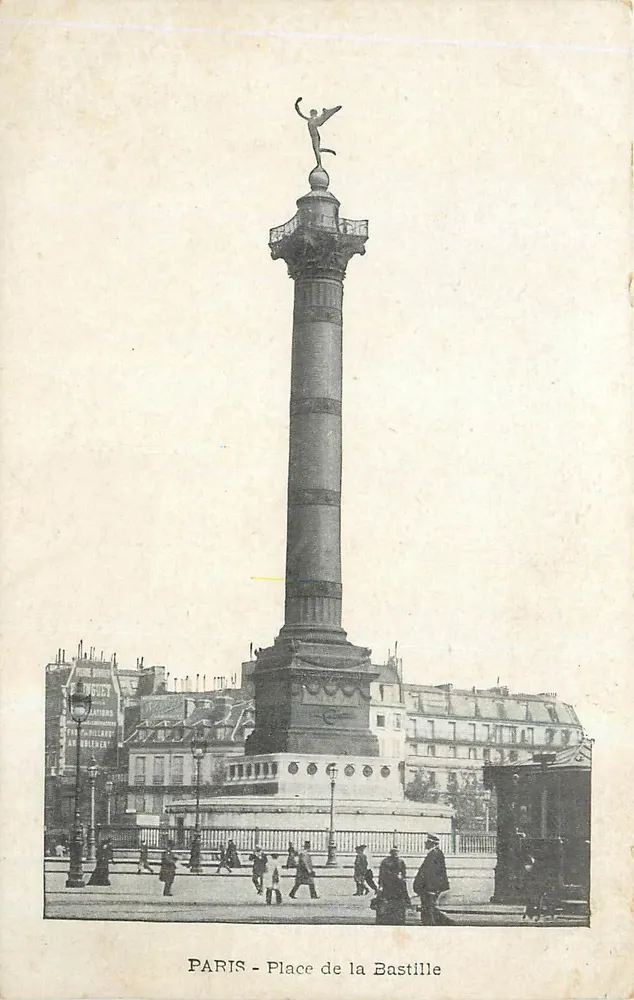 Paris - Place de la Bastille — coluna da Bastille com estátua no topo - Frente