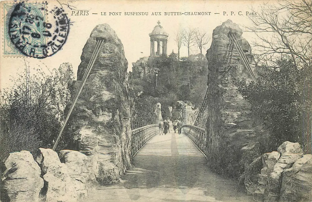 Paris — Le pont suspendu aux Buttes-Chaumont — P. P. C. Paris - Recto
