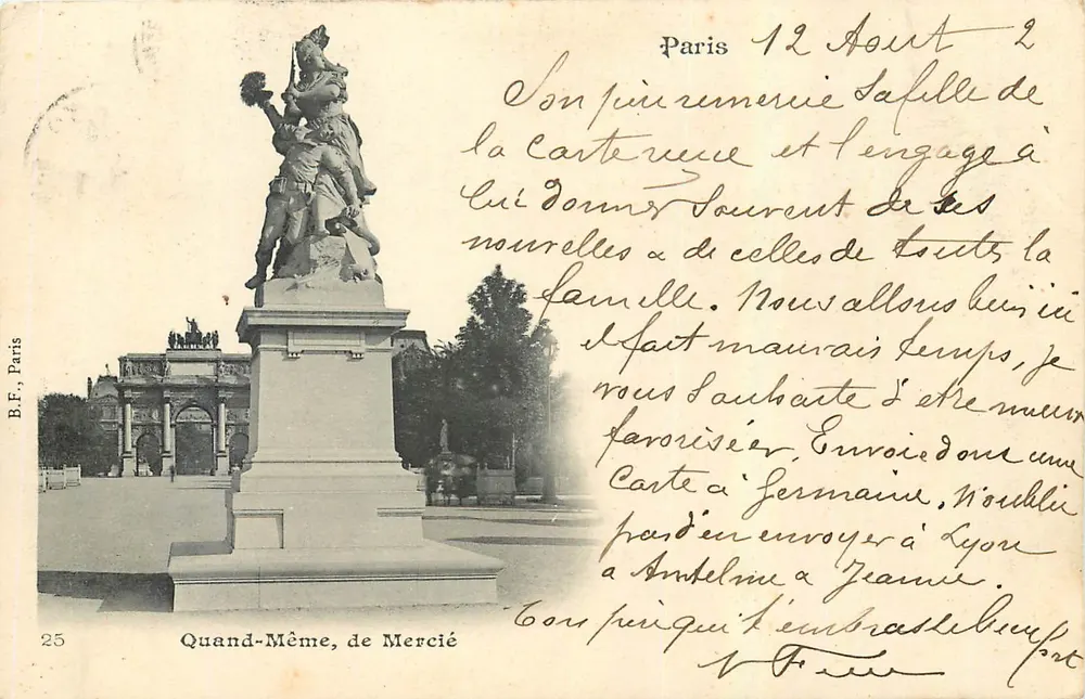 Monument de Mercié — Paris — B.F., Paris, n°25 - Frente