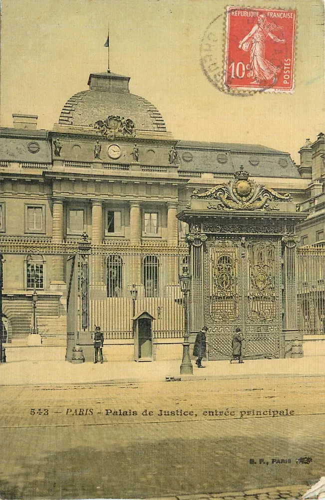 Paris — Palácio da Justiça, entrada principal — B. F., Paris, n° 543 - Frente