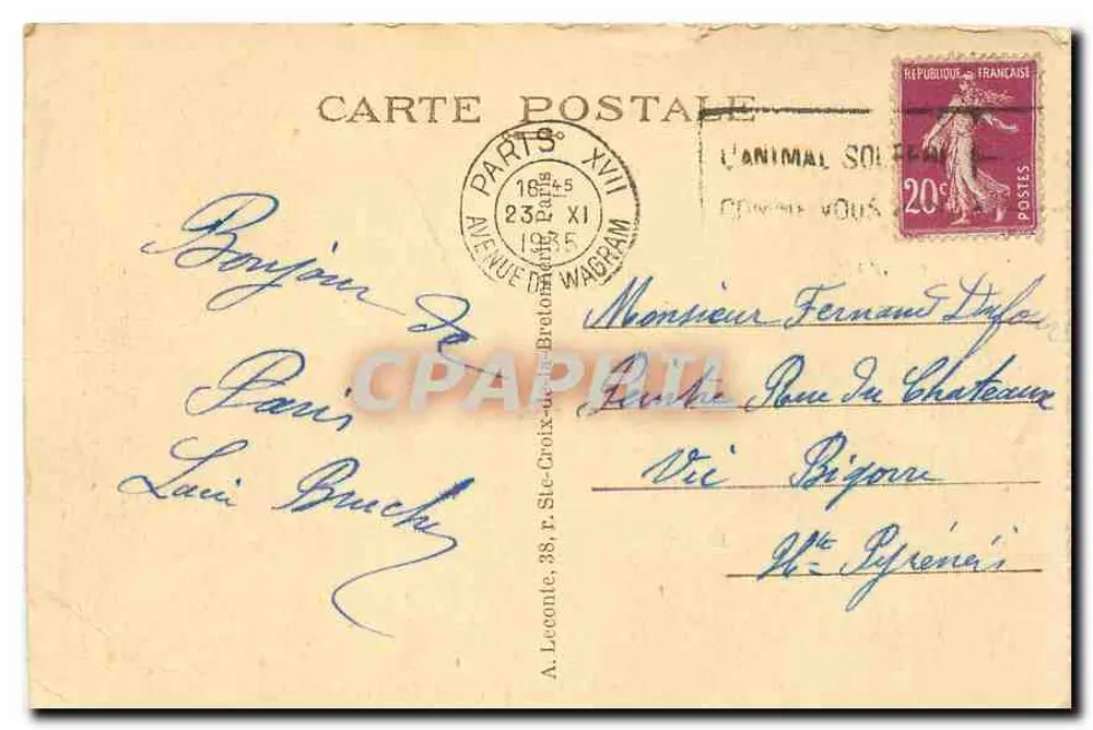 Paris - Pont Alexandre III — editor A. Leconle, n°24 - Verso