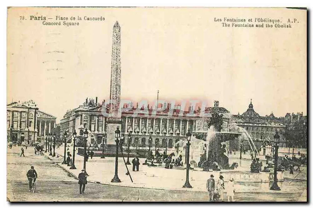 Paris — Praça da Concórdia — As Fontes e o Obelisco — A.P. - Frente