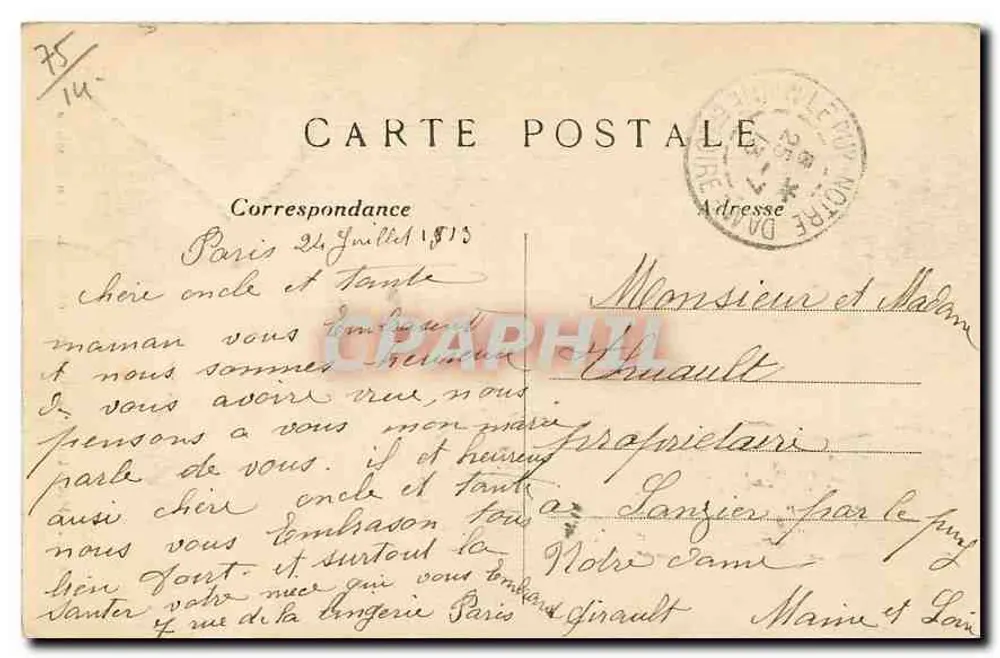 Paris (14e arrondissement) Parque Montsouris — A Cascata — Editora : 521 - Verso