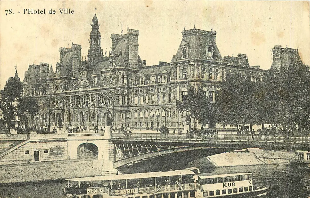 Hôtel de Ville — vista da Seine e do ponte — editor anônimo, n° 78 - Frente