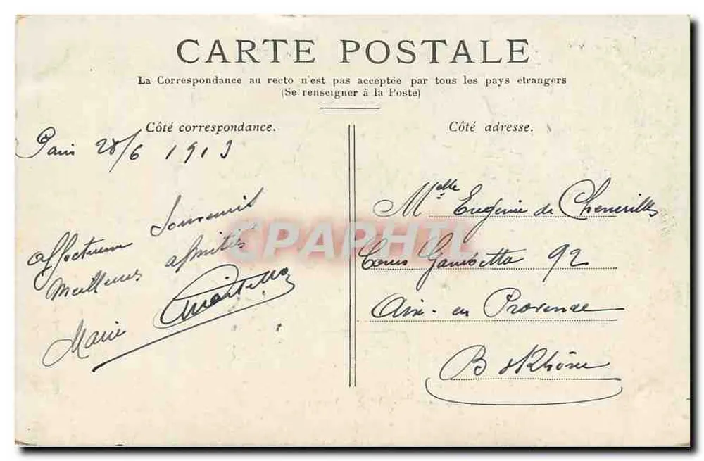 PARIS — O Panteão — Editor: E. C. G. & Cie, n° 243 - Verso
