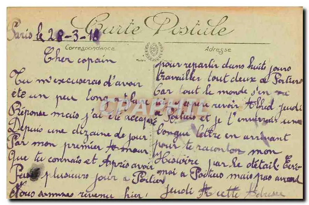 Paris — A Place de la Bastille — LL. — n° 805 - Verso
