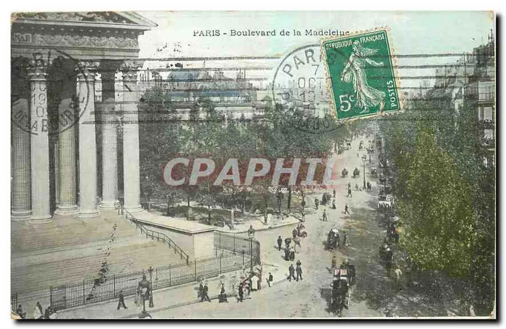 Paris - Boulevard de la Madeleine — vista do Palácio de la Madeleine — editor não identificado - Frente