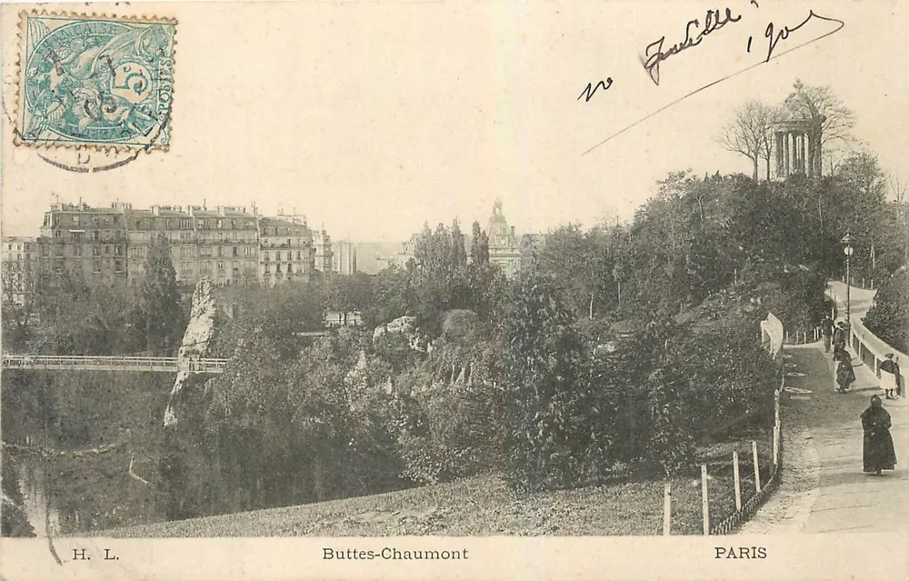 Buttes-Chaumont — vista panorâmica — H. L. Paris - Frente