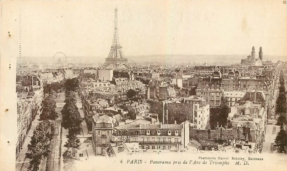 PARIS - Panorama genomen vanaf de Arc de Triomphe — Phototypie Marcel Betolely, Bordeaux, n°4 - Voorkant