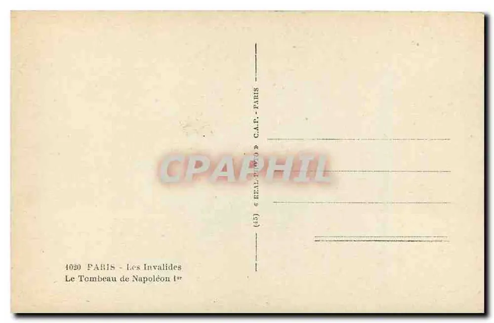 Le Tombeau de Napoléon Ier — Les Invalides — C.A.P. Paris - Verso