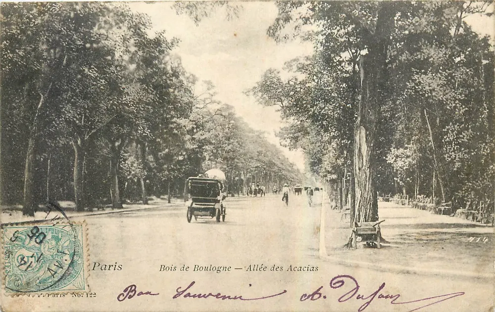 Bois de Boulogne — Allée des Acacias — Paris — Verleger Dufour, n°122 - Vorderseite