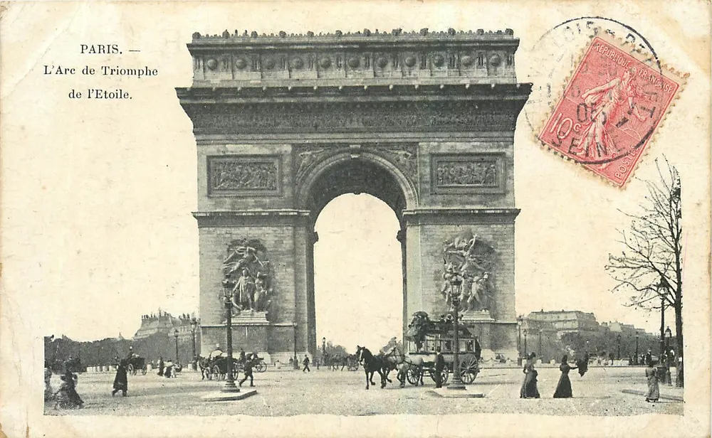 Paryż — Arc de Triomphe de l'Étoile — wydawca nieodczytalny, numer serii nieodczytalny - Awers