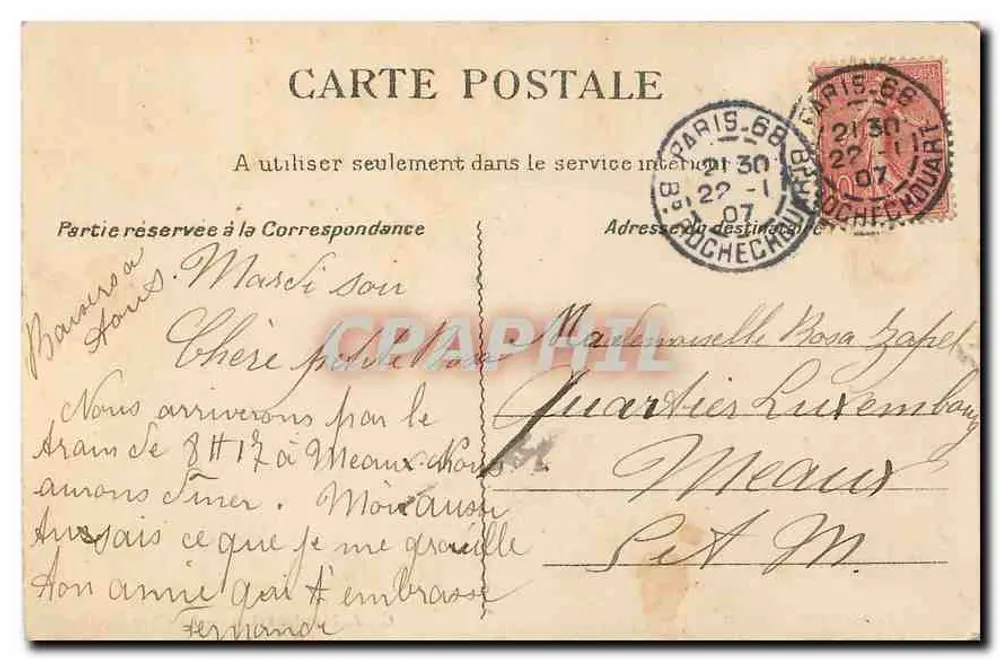 Montmartre — A praça Pigalle — G. C. A., Paris, n° 649 - Verso