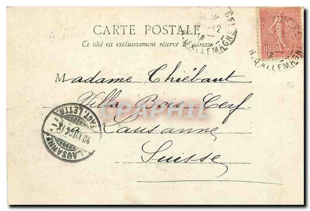 Paris — O Palácio de Justiça — Editor não identificado, n° de série 10 - Verso