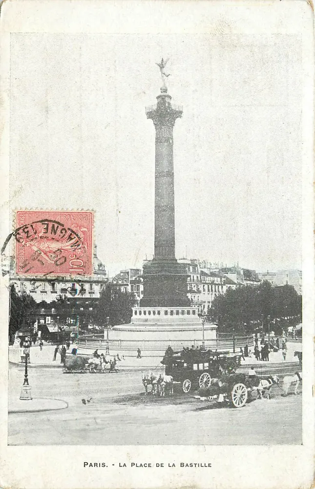 Paris - La Place de la Bastille — colonne monumentale avec statue, éditeur MAGNE, n° 311300 - Frente