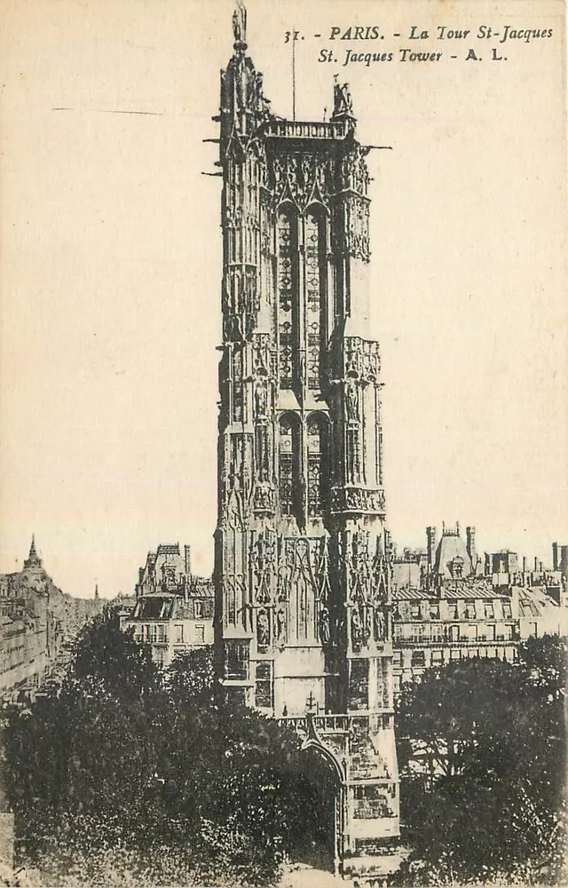 Paris - A Torre St-Jacques — visão da torre Saint-Jacques — A. L. - Frente