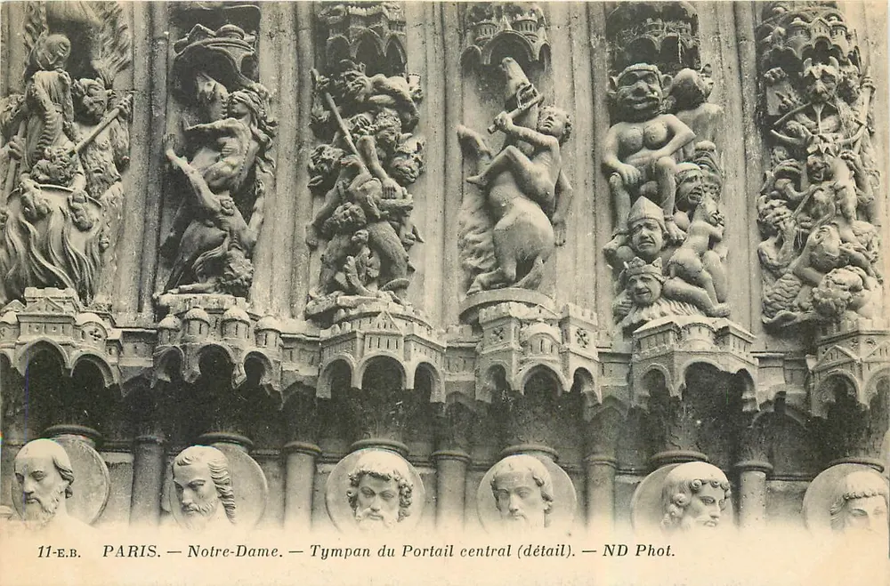 Paris — Notre-Dame — Tympans des zentralen Portals (detail) — ND Phot. - Vorderseite
