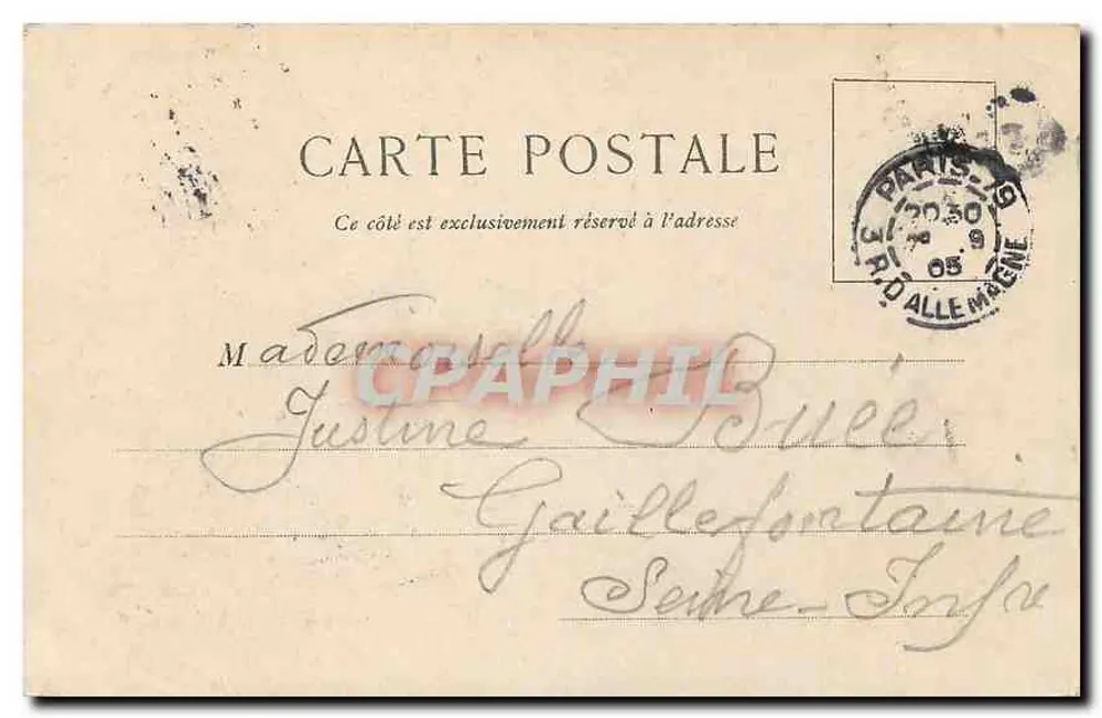 Paris - Place de la République - Caserne du Château d'Eau - Verso