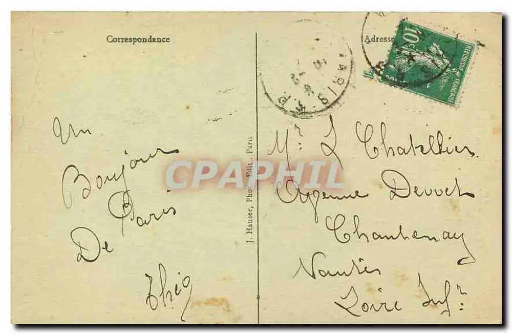 Paris - Porta Saint-Denis — editor J. Hauser, n° 305 - Verso