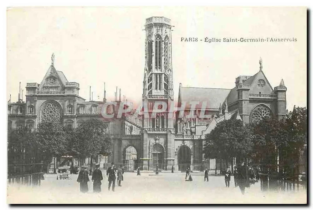 Paris - Igreja de Saint-Germain-l'Auxerrois — vista da fachada e da torre - Frente