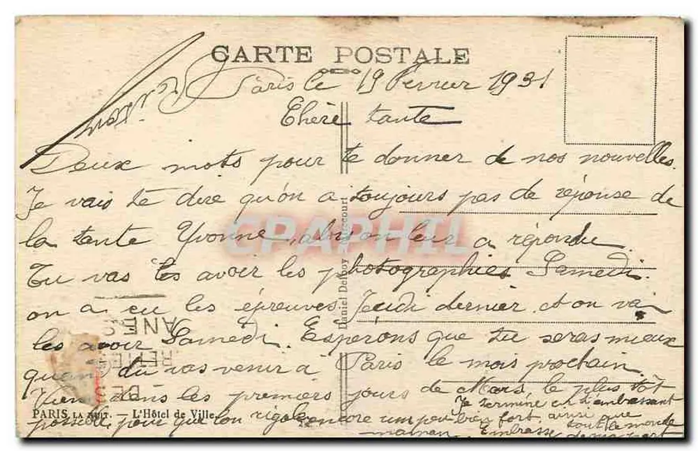 Paris — Vue de la Seine avec le Palais de Justice — Éditeur Delbory, n° 1931 - Verso