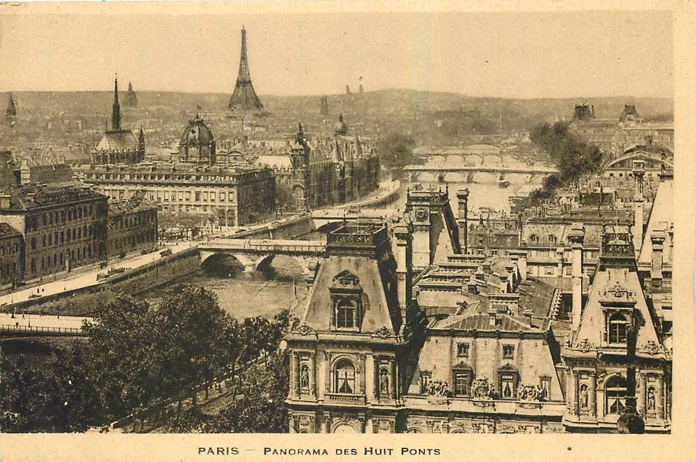 Paris — Panorama dos Oito Pontes — Editor não identificado, número de série não visível - Frente