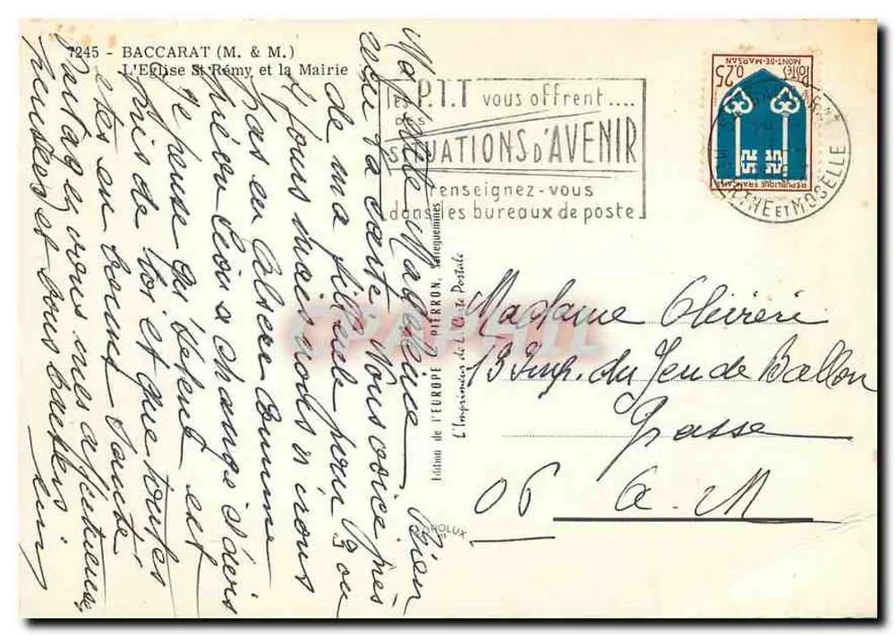 Kirche Saint-Rémy und Rathaus in Baccarat — Edition de l'Europe, Nr. 7245 - Rückseite