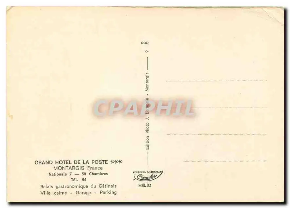 Bar und Restaurant der Post — Montargis — Edition Couleurs Naturelles - Rückseite