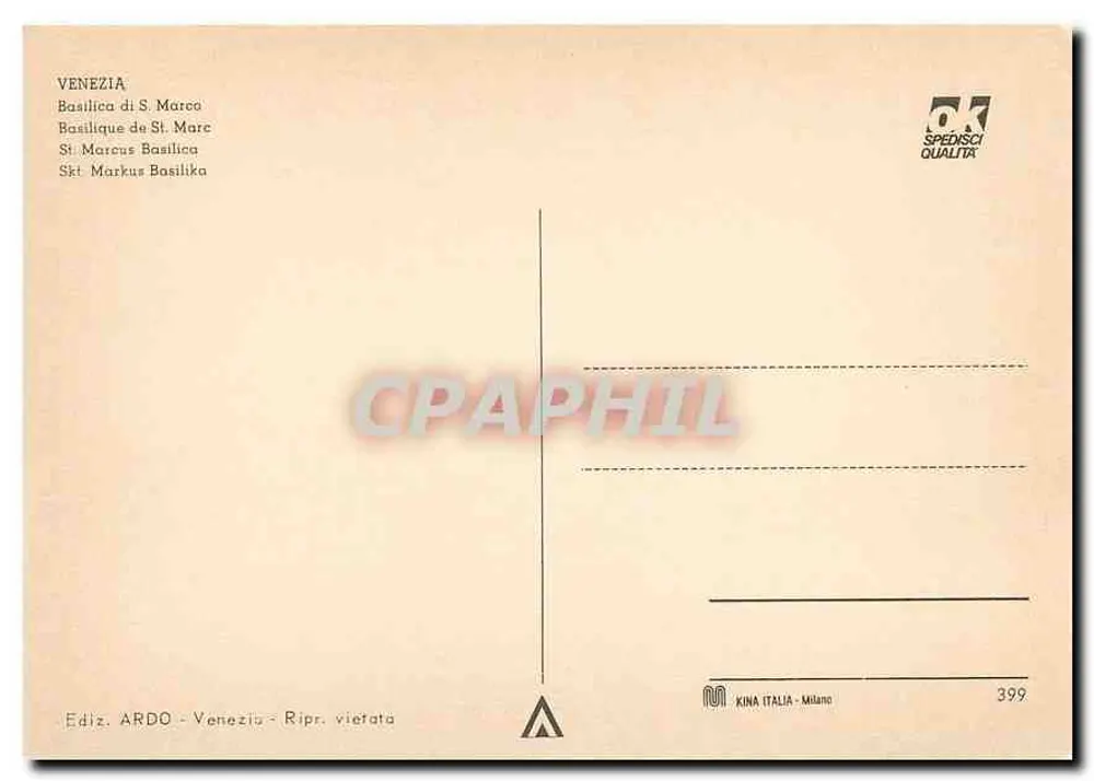 Vêneto - Basílica de São Marcos — Editor ARDO, n° 399 - Verso