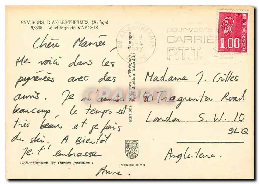 Vaychis — Panorama de Ax-les-Thermes (Ariège) — Ediciones Mexichrome - Reverso