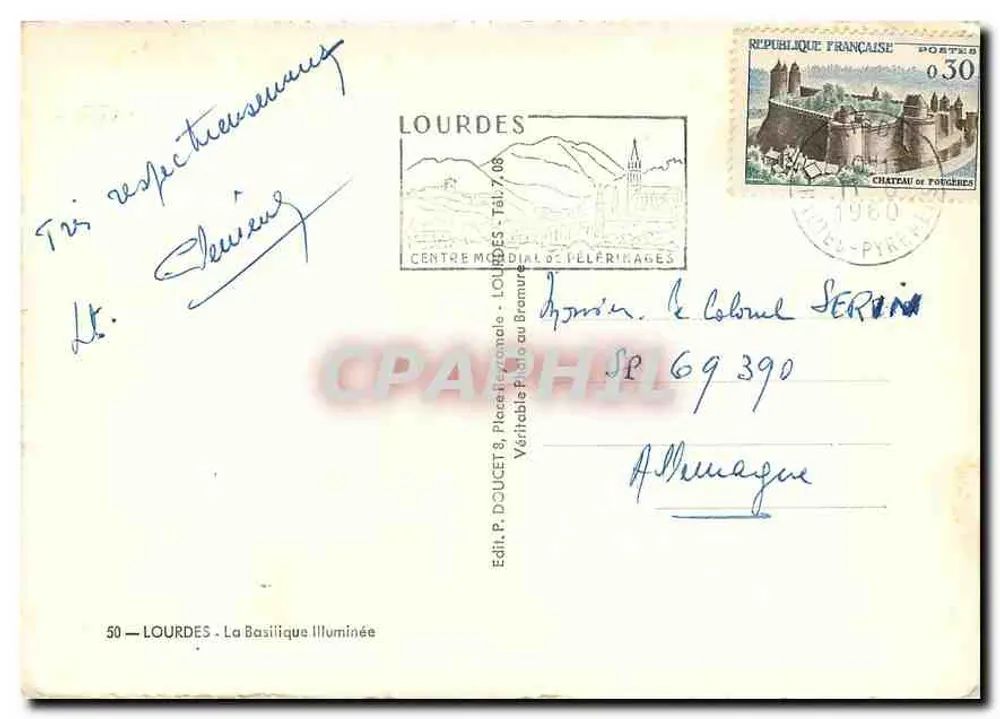 Lourdes — A Basílica Iluminada — Editor P. Doucet - Verso