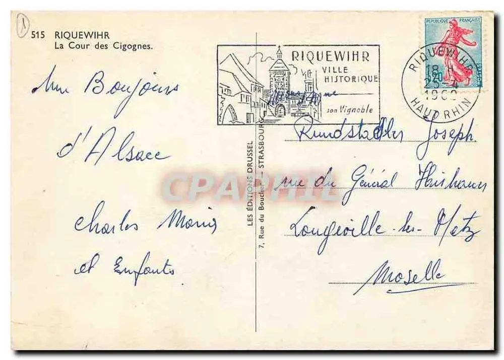 Riquewihr — De Cour des Cigognes — Uitgave Boucher, Straatsburg - Achterkant