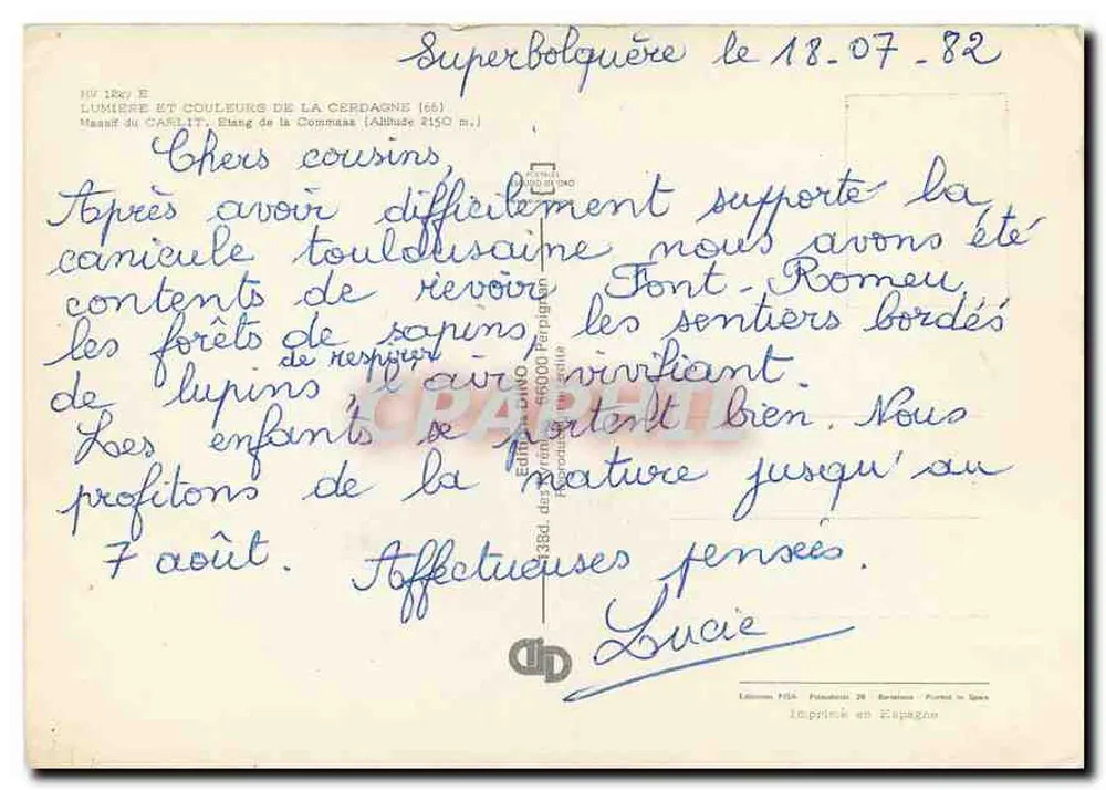 Licht und Farben der Cerdagne — Étang de la Commaas — Verlag CDP, Portel (Spanien) - Rückseite