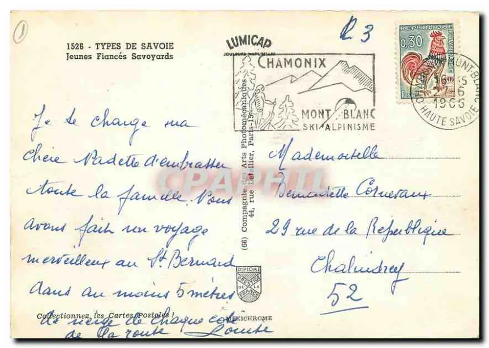 Junge Französische Savoyarden — Typen der Savoye — Verlag IRIS, Nr. 1526 - Rückseite