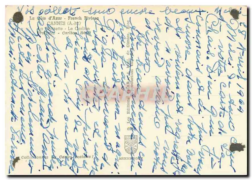 Cannes - Avenue de la Croisette — éditeur IRIS, n° 694 - Verso