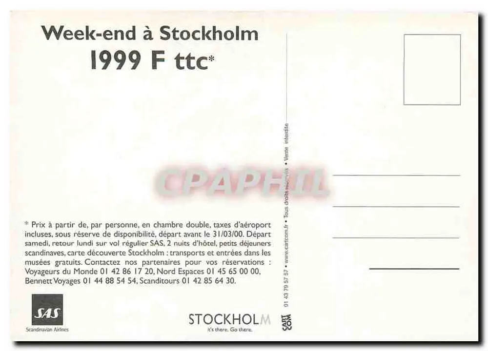 Final de semana em Estocolmo — 1999 — SAS - Verso