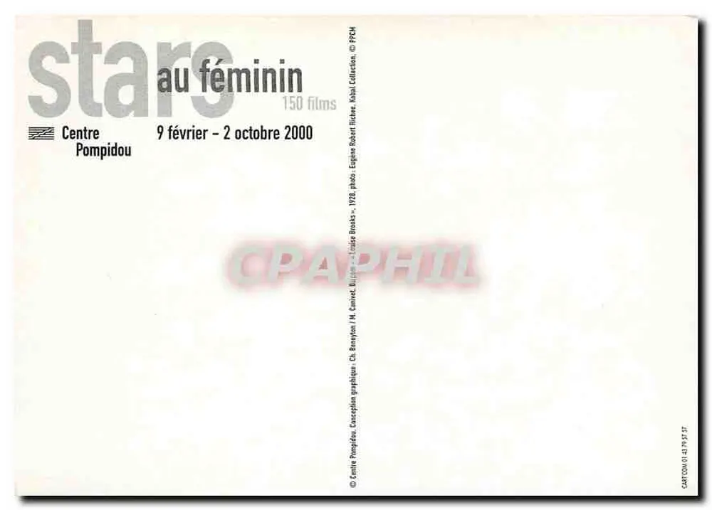Stars ao feminino — exposição no Centro Pompidou — 150 filmes — 9 fevereiro - 2 outubro 2000 - Verso