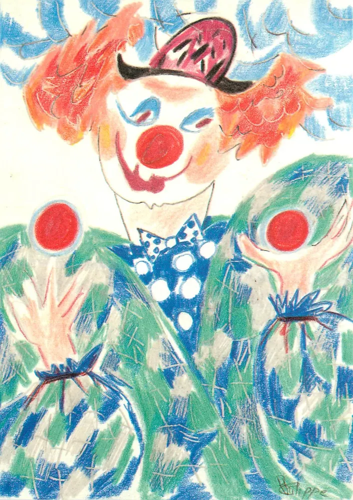 O Palhaço — ilustração de Catherine Philippe — Art Media, Lorient, n°7/8 - Frente