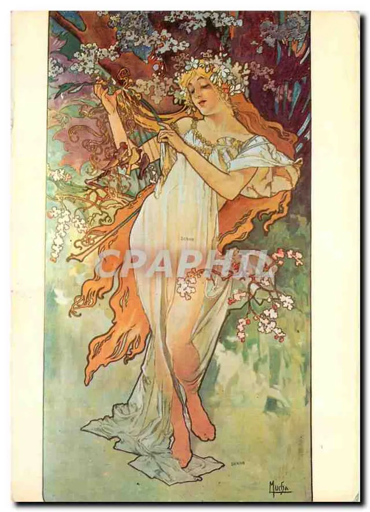 Mulher em um jardim — estilo Art Nouveau — Mucha, n° M8 - Frente