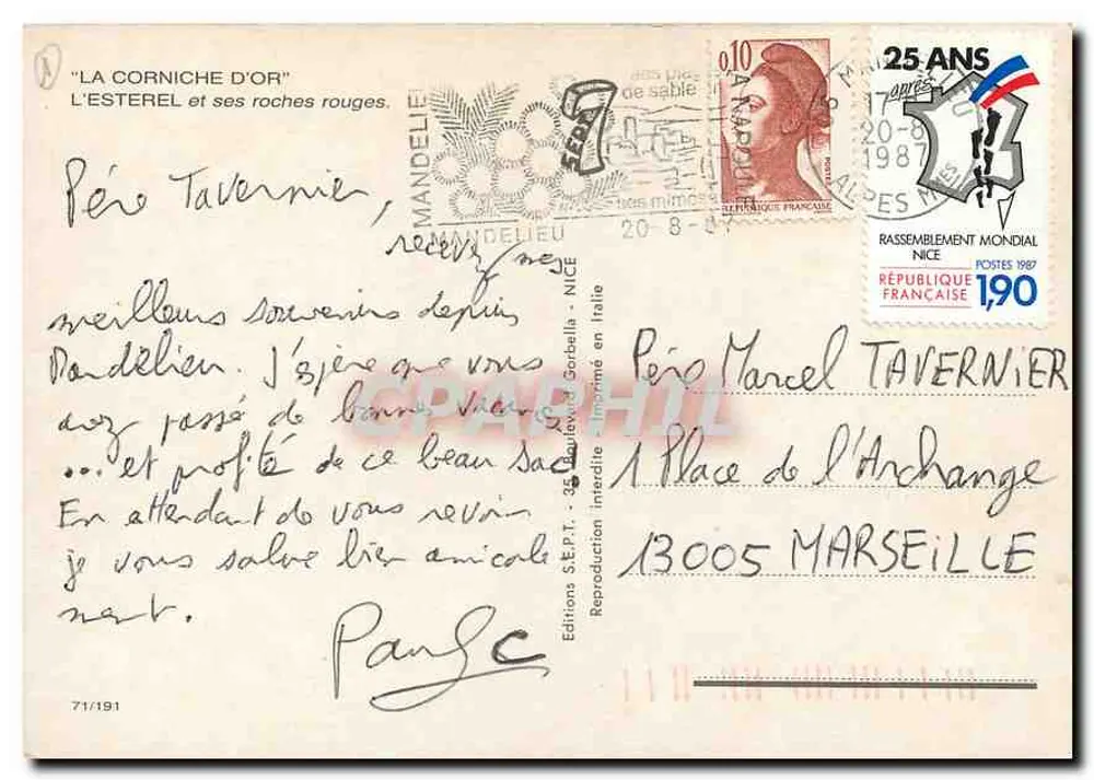 L'ESTEREL e suas rochas vermelhas — Éditions S.E.P.T. - 35 Boulevard Gordella - NICE - Verso