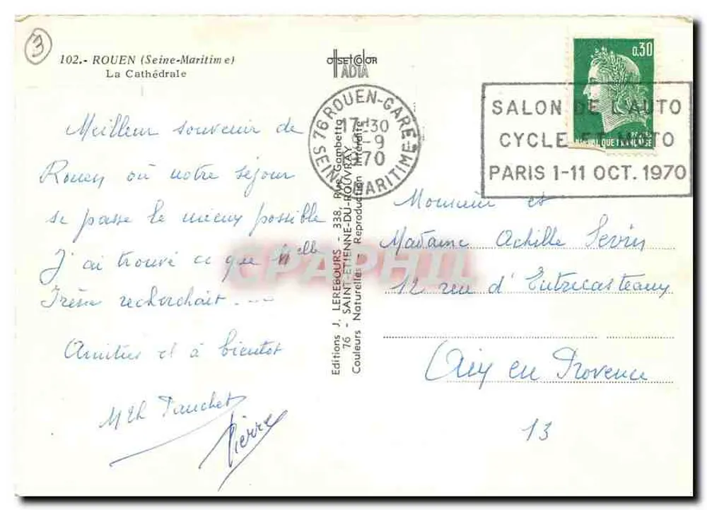 Rouen — A Catedral — Edições J. Lerebours - Verso