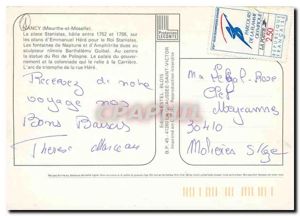 NANCY — vista panorâmica com fontes e monumentos — Éditions LECOTNE - Verso
