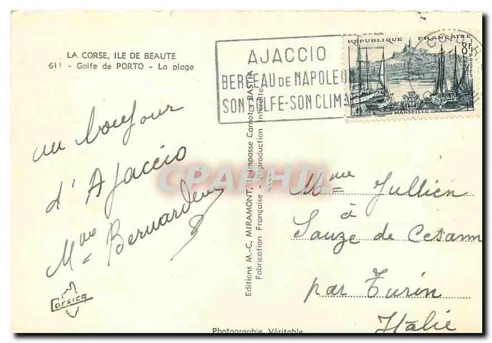 Golfe de Porto - La plage — Corse, Ile de Beauté — Éditions M.-C. Miramont - Verso