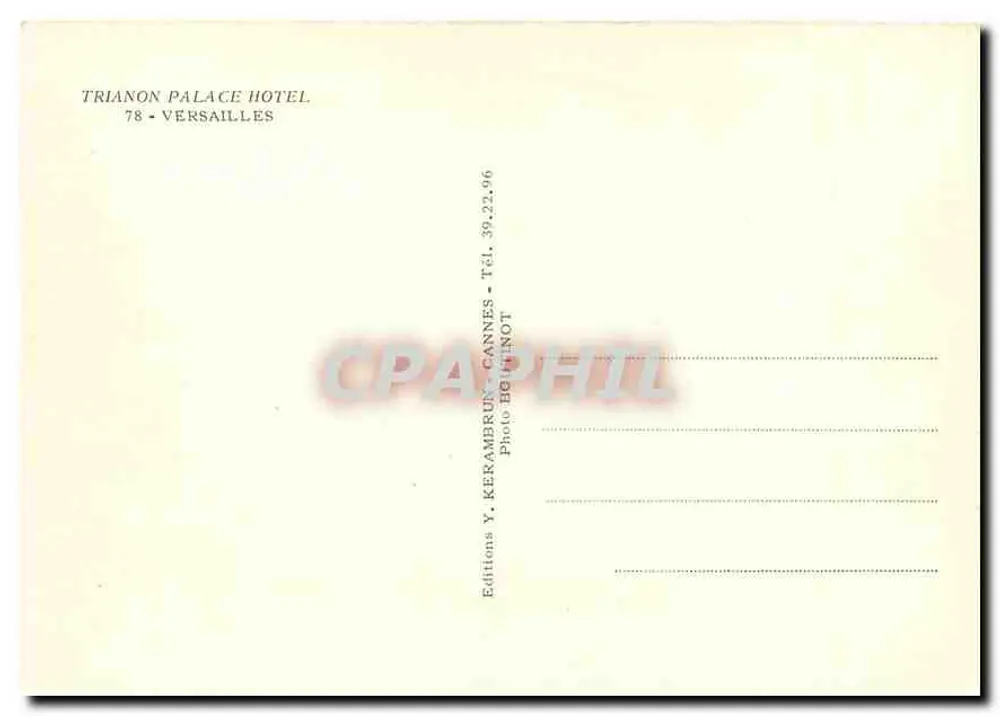 Hotel Trianon Palace — Versailles — Edições Y. Kerambrun, Cannes - Verso