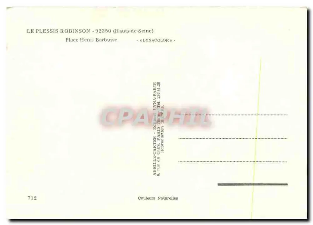 Le Plessis-Robinson — Place Henri Barbousse — Abellet-Cartes - Verso