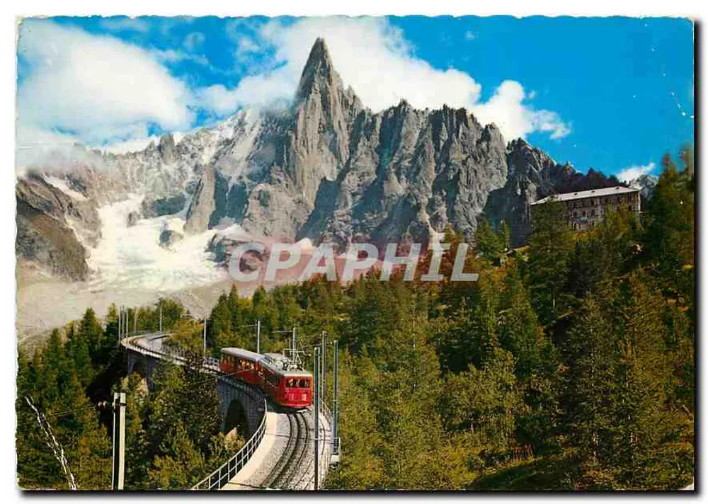 Montenvers — Der Montenvers-Zug und die Aiguille du Dru (3754 m.) — Edition Jansol - Vorderseite