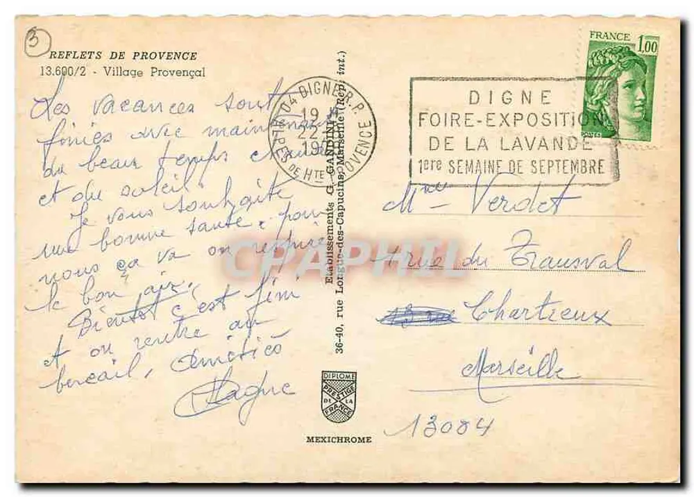Vila provençal — Digne-les-Bains — editor IRIS, n° 13.600/2 - Verso