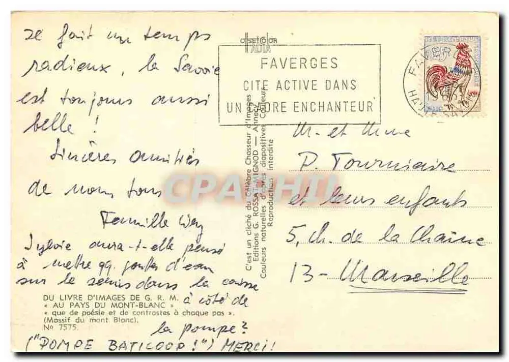 Mont-Blanc — Panoramablick — Éditions G. Rossignol, Nr. 7575 - Rückseite