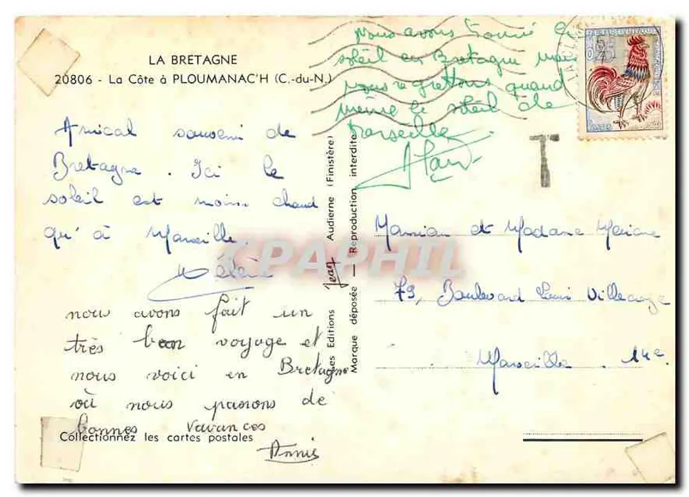 La Costa a Ploumanac'h (C.-du-N.) — La Bretagna — Éditions Finistère, n° 20806 - Verso